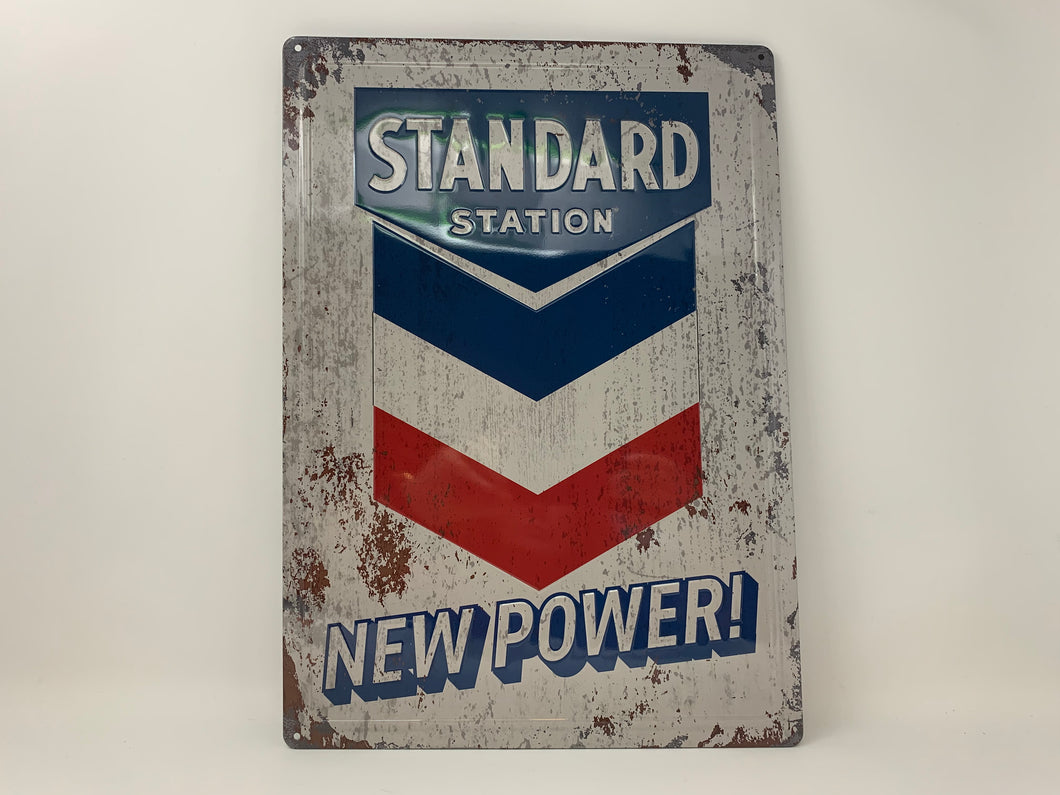 Standard Station New Power Tin Sign