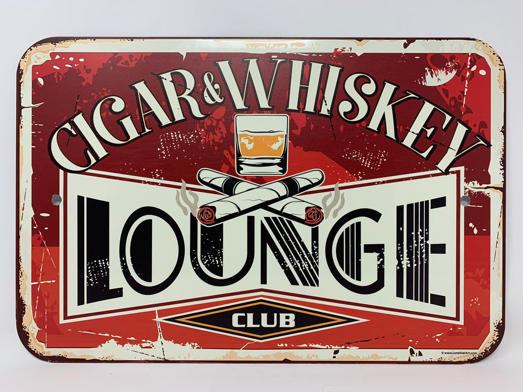 Cigar & Whiskey Lounge Club Aluminum Sign