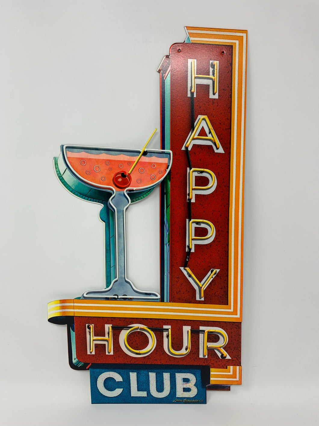 Happy Hour Club Vintage Steel Sign