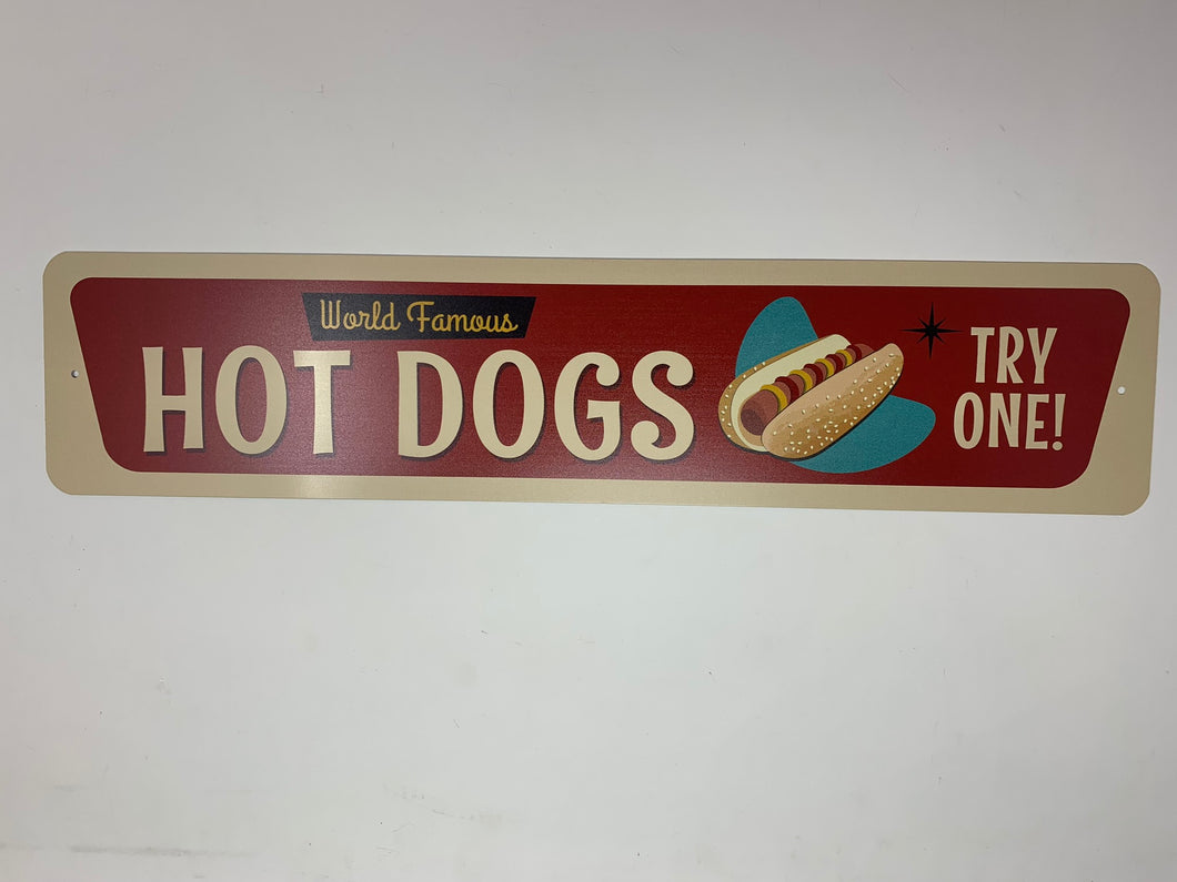 Hot Dogs World Famous Aluminum Sign