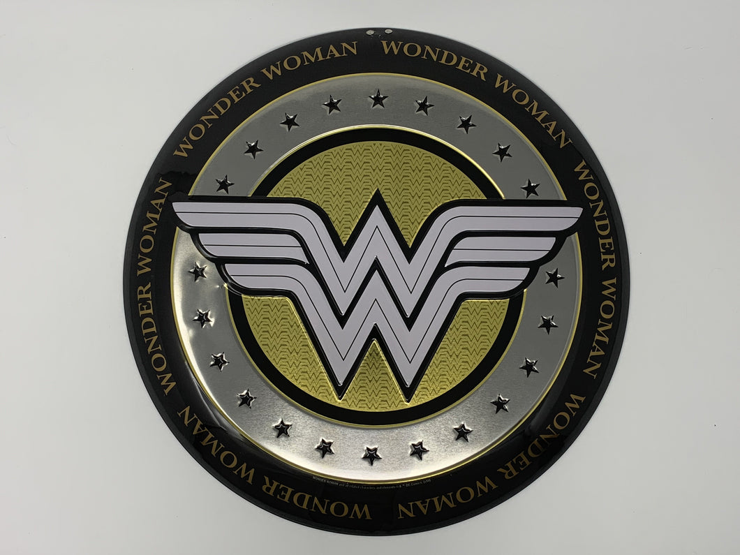 Wonder Woman Embossed Button Tin Sign