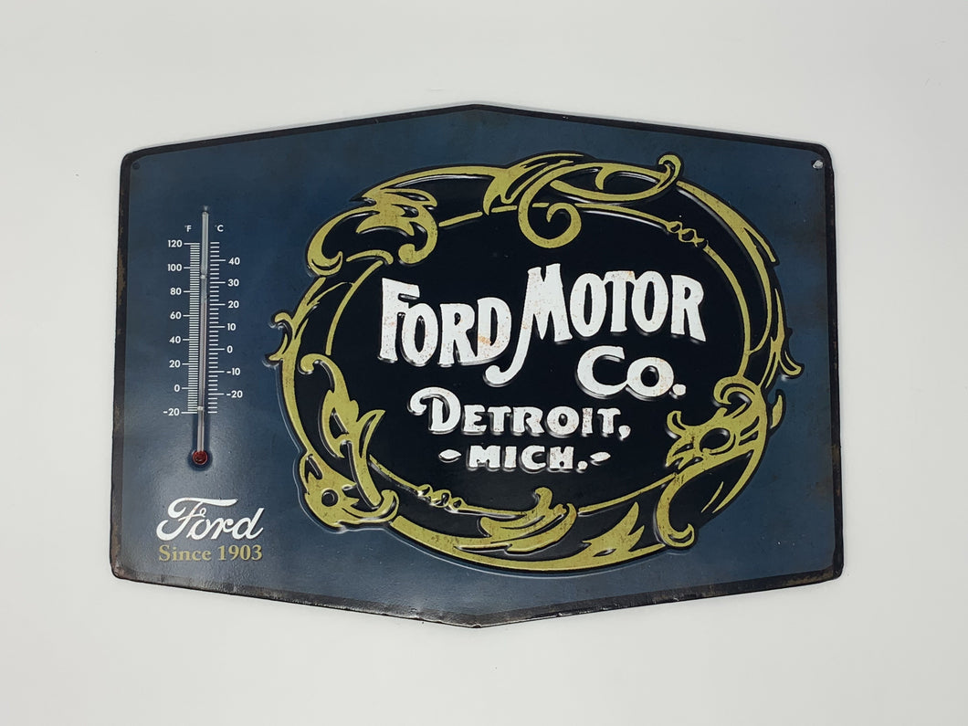 Ford Motor Company Embossed Tin Thermometer