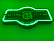 Load image into Gallery viewer, Route 66 Service Station Gasoline Cold Drinks LED Rope Sign
