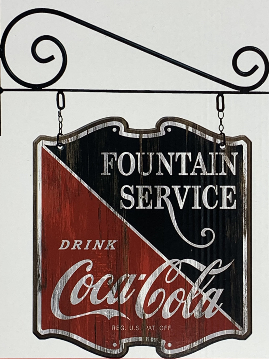 Coca Cola Fountain Service Double Sided Hanging Pub Style Wooden Sign