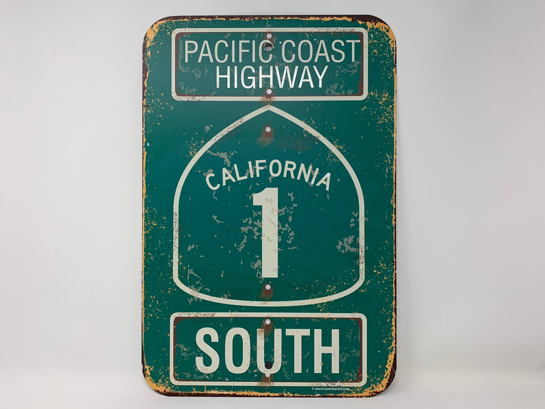 Pacific Coast Highway California 1 South Aluminum Sign