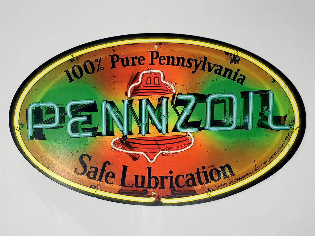Pennzoil Oval Steel Sign