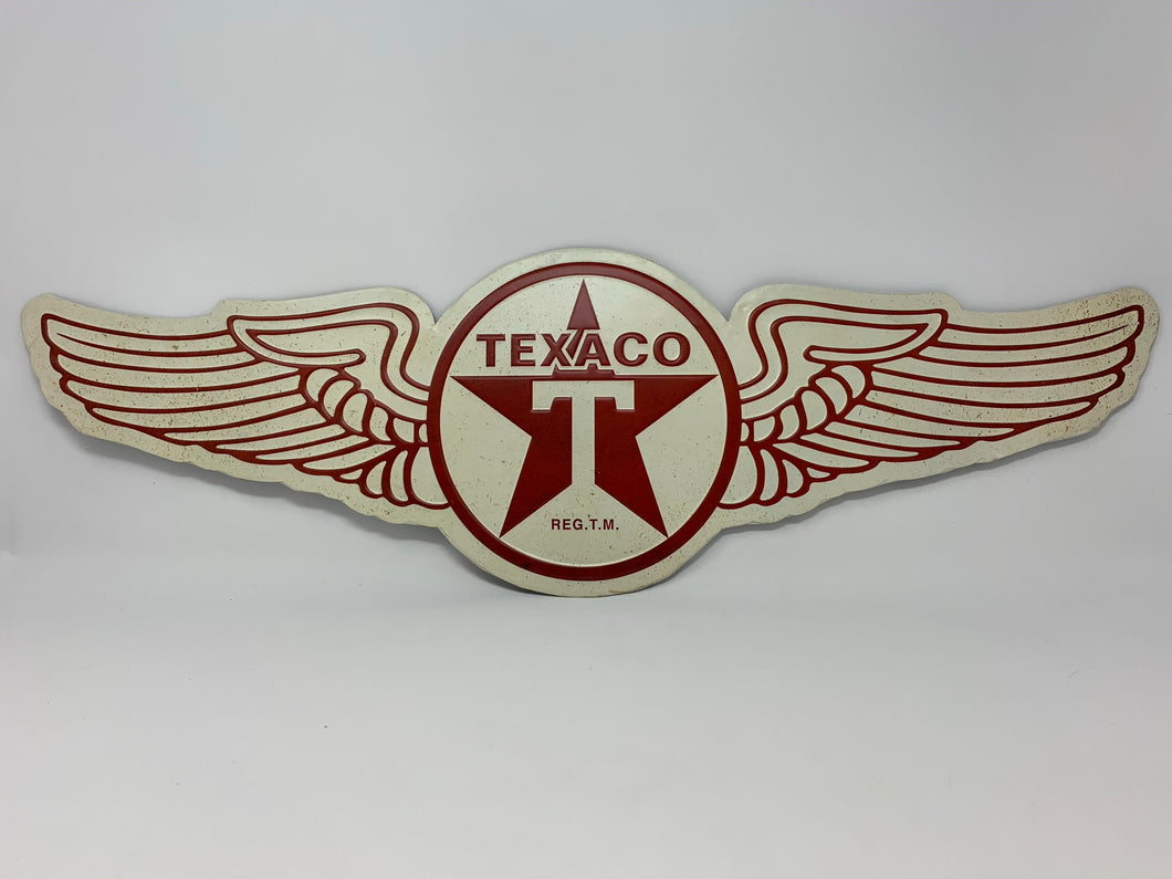 Texaco Motor Oil Wings Embossed Metal Sign