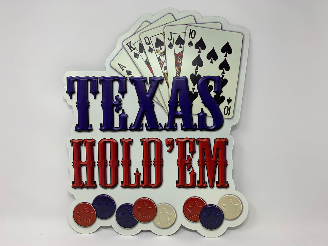 Texas Hold'Em Embossed Metal Sign